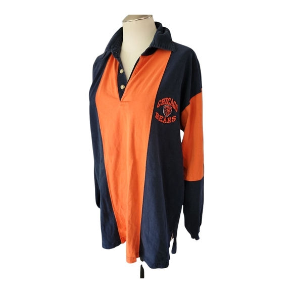 Vintage 90s Mens XL Distressed Edge 1997 Chicago Bears Long Sleeve Rugby Polo L - Picture 1 of 10